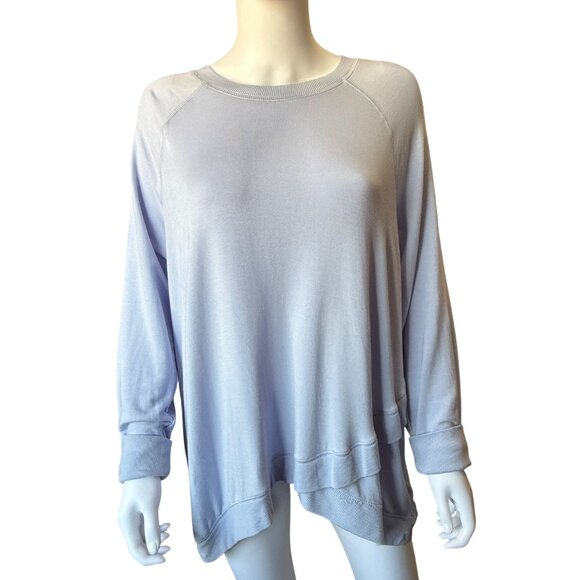 Workshop - Light Blue Modal Blend Asymmetrical Hem Top Long Sleeve Womens Sz 1X - Picture 1 of 8